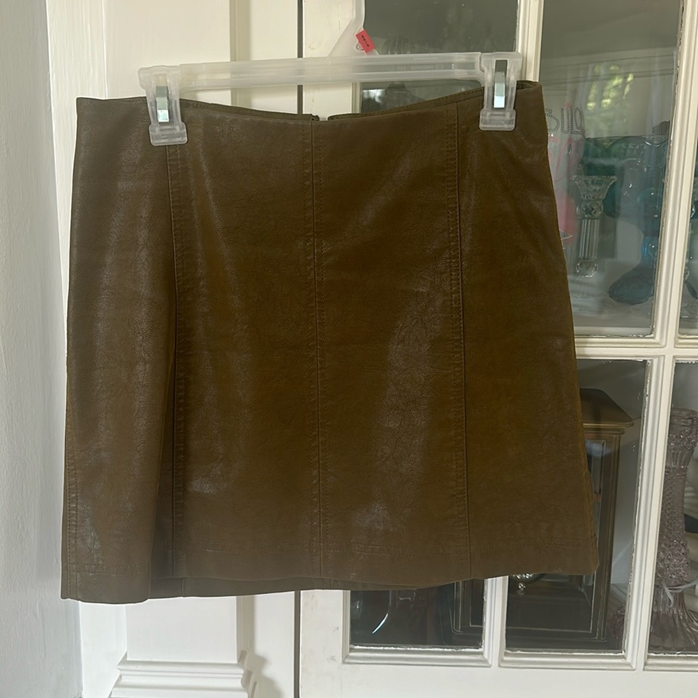Free People leather/suede skirt in olive